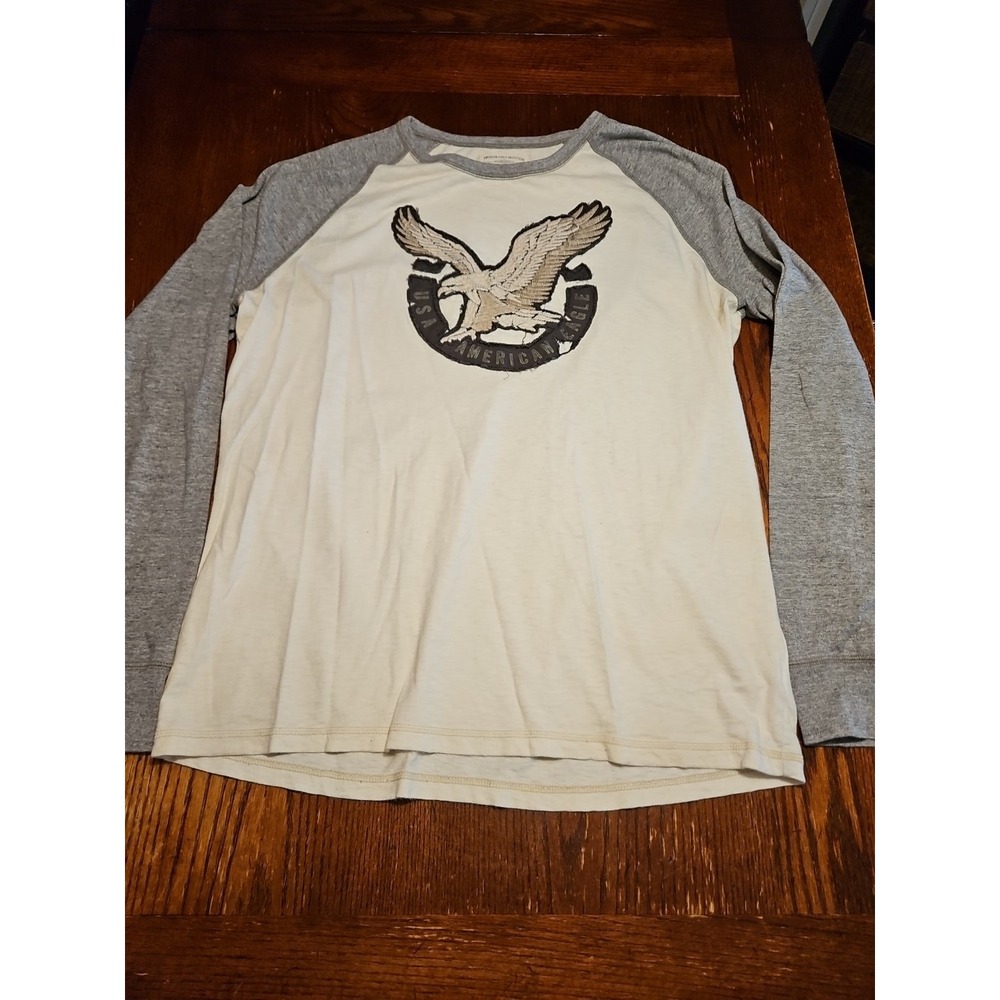 Y2K Mens American Eagle Outfitters Embroidered Eagle Long Sleeve Varsity XL(A671